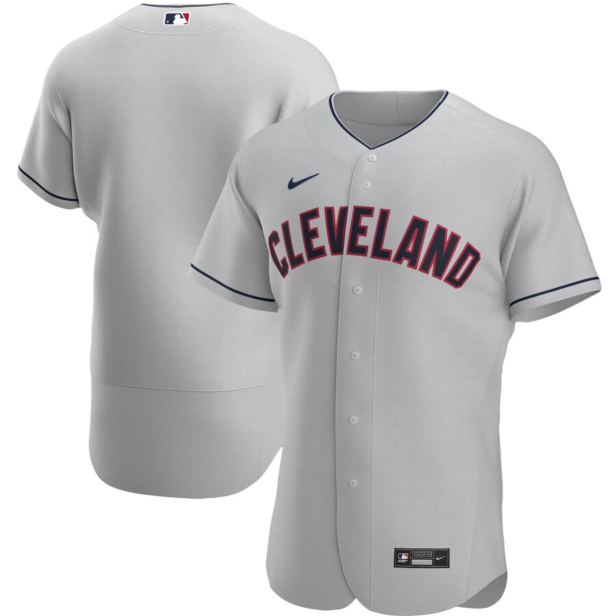 Custom Cleveland Indians Men Nike Gray Road 2020 Authentic Official Team MLB Jersey->cleveland indians->MLB Jersey